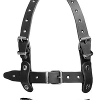 Zado Fetish - Leather Head Harness Set Blindfold Leash