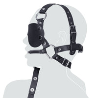 Zado Fetish - Leather Head Harness Set Blindfold Leash
