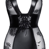 Noir Handmade - Short Tulle Dress Powerwetlook Inserts And Corset Binding