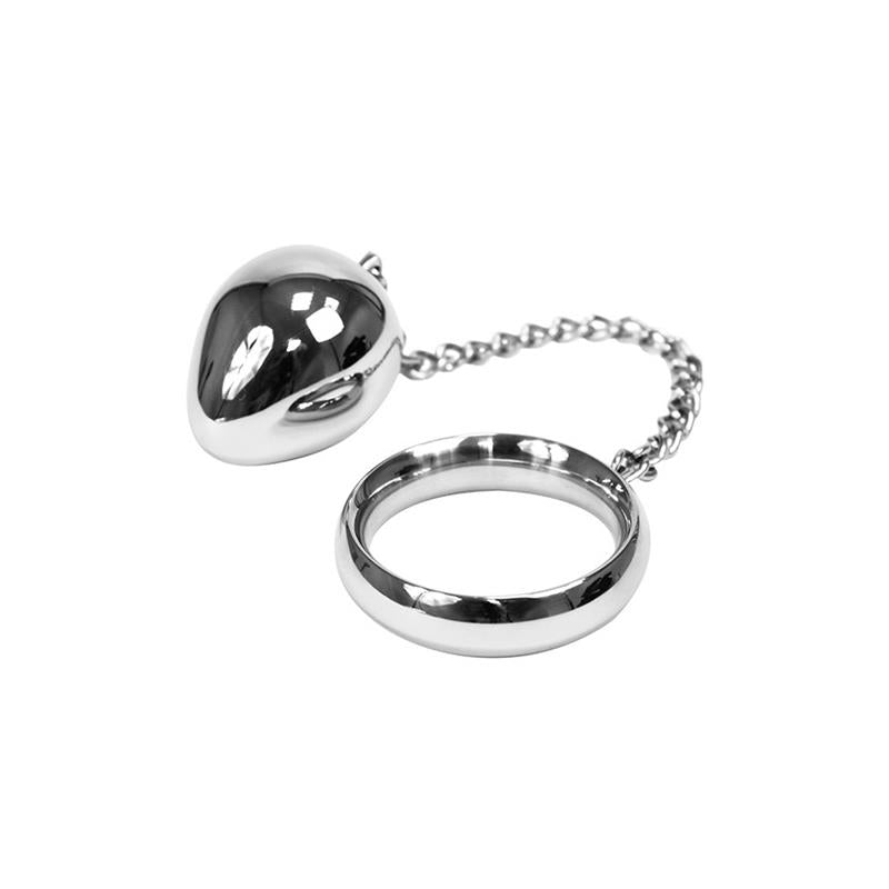 Rimba Bondage Play - Penis Ring with Anal Plug Stainless Steel 40mm The Black Potato Rimba Bondage Play - Penis Ring with Anal Plug Stainless Steel 40mm The Black Potato