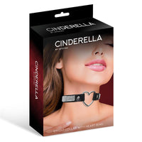 Cinderella - Necklace with Heart and Rhinestones Choker Style Vegan Leather One Size