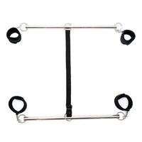Rimba Bondage Play - Double Spreader Bar With Soft Cuffs Black