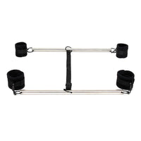 Rimba Bondage Play - Double Spreader Bar With Soft Cuffs Black