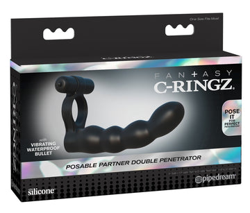 Fantasy C-Ringz - Posable Partner Penetrator Double Dildo - Black