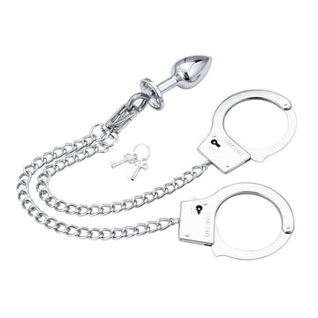 Latetobed BDSM Line - Metal Handcuffs With Chain And Anal Plug