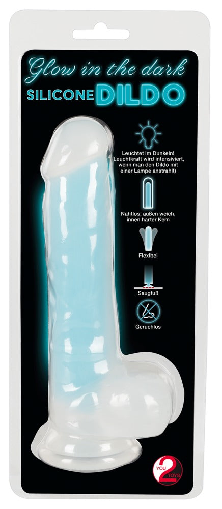 You2Toys Glow in the Dark - Silicone Dildo Blue