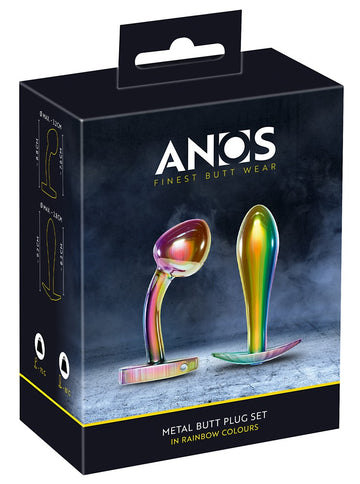 Anos Finest Butt Wear - Metal Butt Plug Set in Rainbow Colours