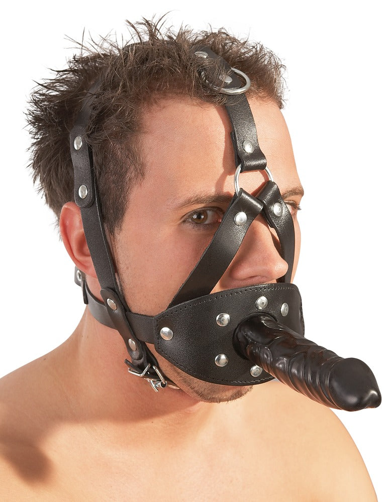 Zado Fetish - Dildo and Gag with Leather Facial Harness