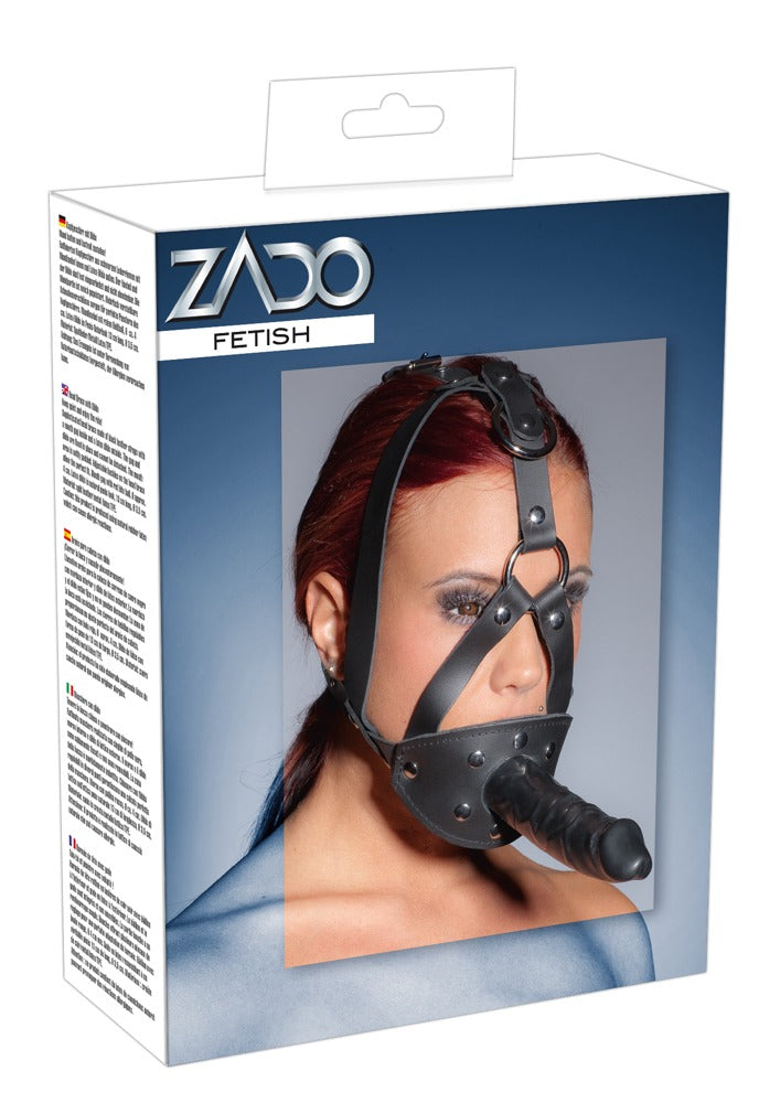 Zado Fetish - Dildo and Gag with Leather Facial Harness