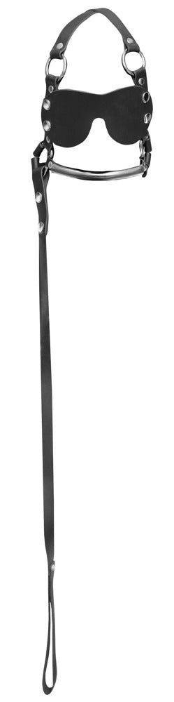 Zado Fetish - Leather Head Harness Set Blindfold Leash