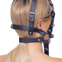 Zado Fetish - Leather Head Harness Set Blindfold Leash