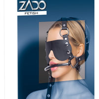 Zado Fetish - Leather Head Harness Set Blindfold Leash