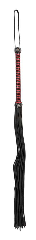 Zado - Black & Red Leather Flogger with Studded Handle