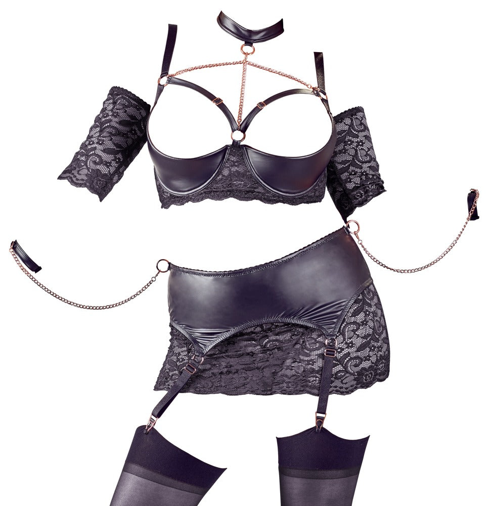 Cottelli Bondage - Shelf Bra Set and Skirt