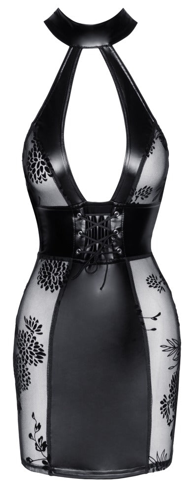 Noir Handmade - Short Tulle Dress Powerwetlook Inserts And Corset Binding