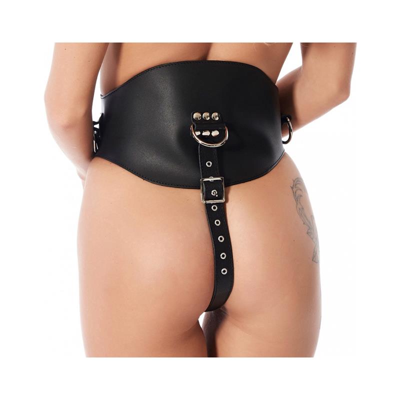 Rimba Bondage Play - Lace-up waist corset complete with straps, ring and silicone dildo (3,5 x 13 cm)