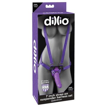 Dillio - Purple 19cm Strap-On Suspender Harness Set