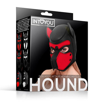 IntoYou BDSM Line - Mask Hound Dog Hood Black & Red