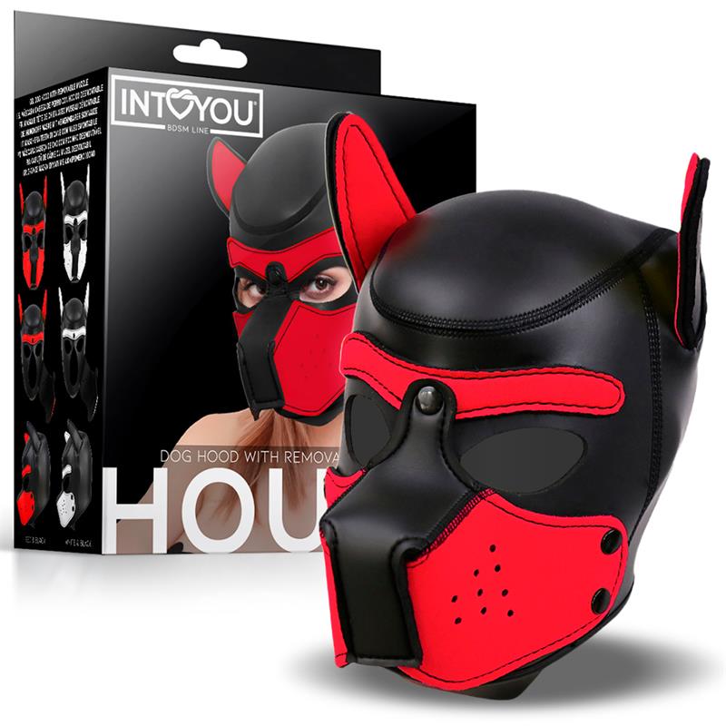 IntoYou BDSM Line - Mask Hound Dog Hood Black & Red