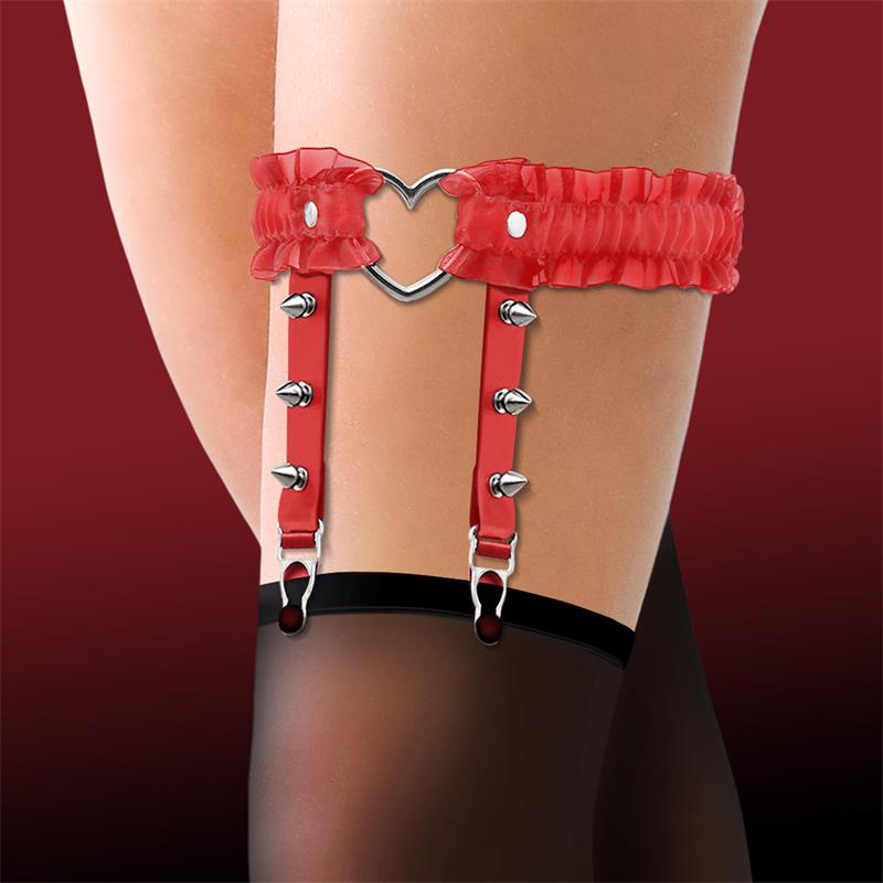 Cinderella - Garter Harness Donna rosso a balze con cuore