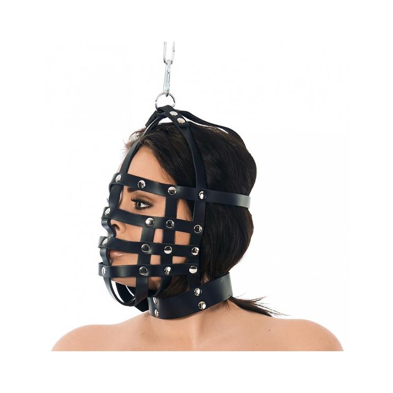 Rimba - Bondage Play Leather Mask with Adjustable Muzzle Shape