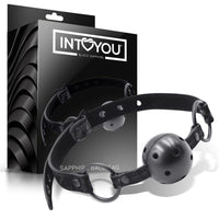 IntoYou Black Sapphire - Vegan Leather Breathable Ball Gag