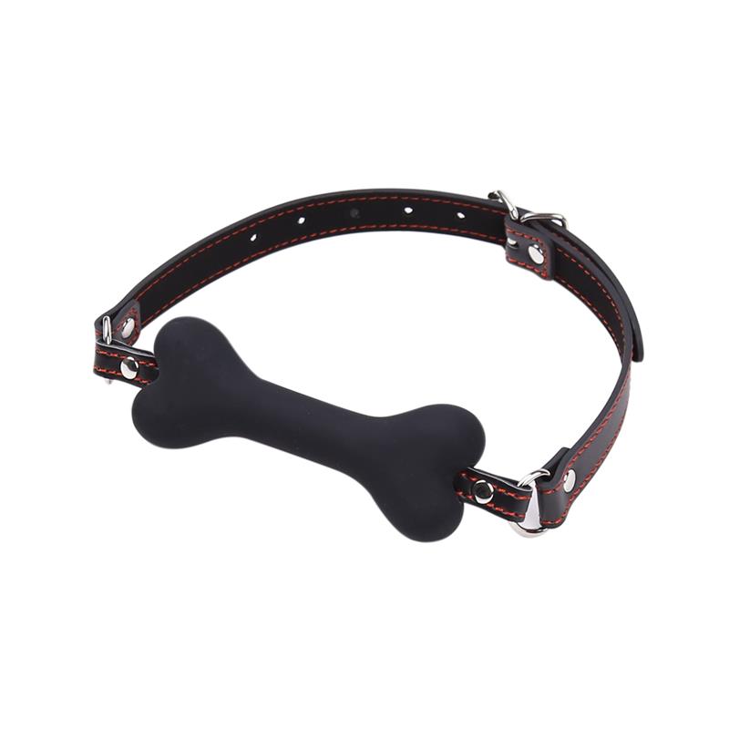 Fetish Addict - Silicone Bone Shape Gag 12CM Black