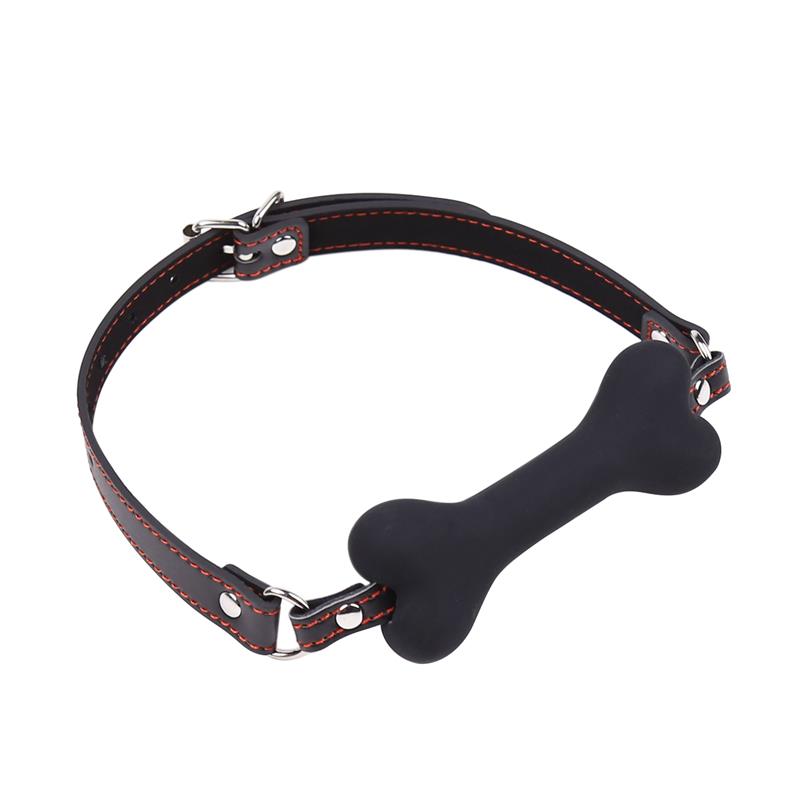 Fetish Addict - Silicone Bone Shape Gag 12CM Black