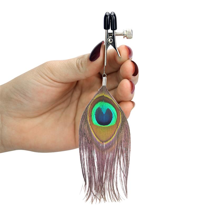 LoveToy Just Fun For Adults - Nipple Clamps with Peacock Feather